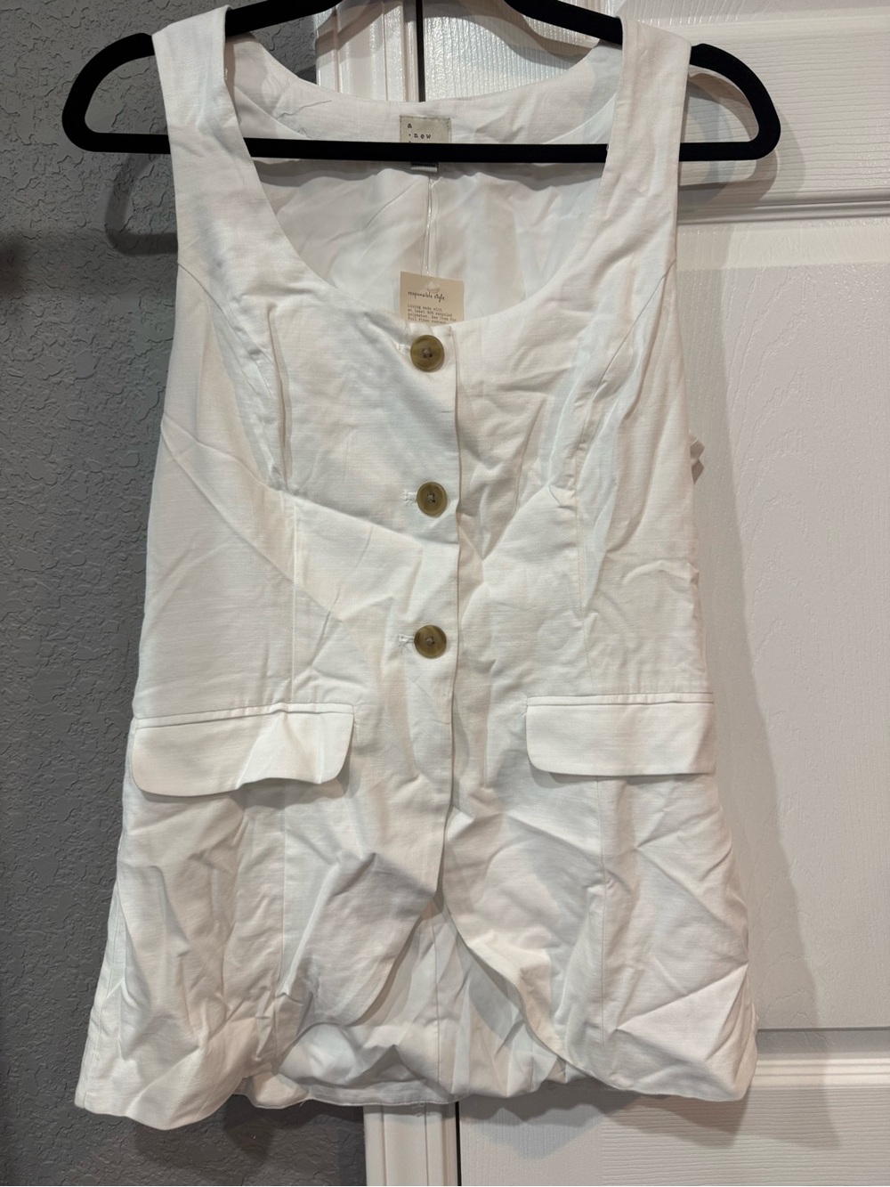 Women's White Button-Front Sleeveless Mini Dress A new day Size Small